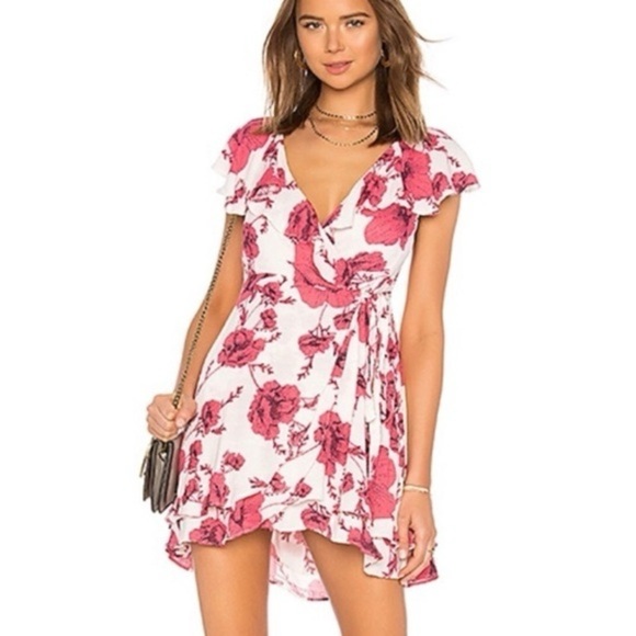 Free People French Quarter Ivory Floral Print Wrap Dress Size small - Picture 4 of 8